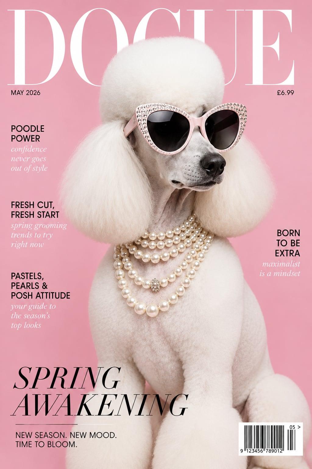 DOGUE-Cover: ein frisch gepflegter Hund, fotografiert nach dem Termin